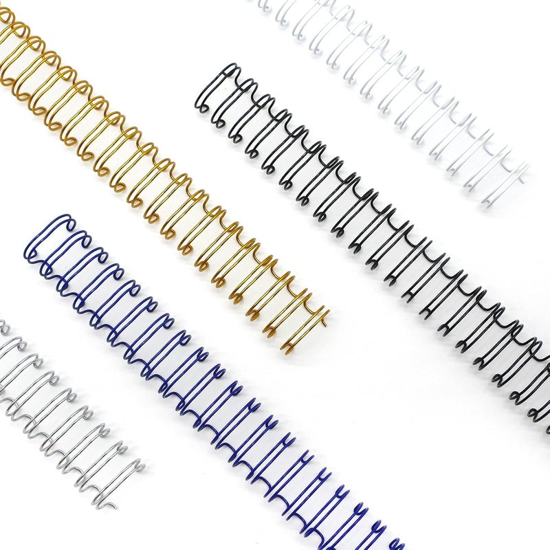 RAYSON WR3219M Wire Binding Spines, Multicolor, 3:1 Pitch Double Loop Binding Wires 3/4 Inch, 32-Loop Wire Ring Pack of 50 with Black, Gold, Blue, White, Silver - Image 1